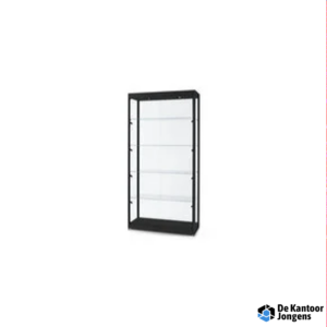 Vitrine 315 1000 zwart/zilver met LED plafondspots en zijspots