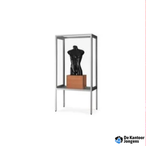 SDB Vitrine stofdicht 1000 zilver met LED plafondspots op poten